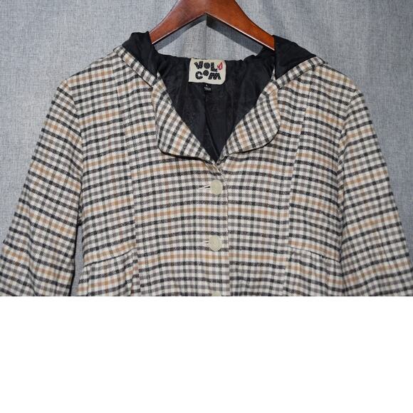 Volcom Plaid Shmad Jacket Hooded Button Front Cotton Jacket Women’s Medium - Picture 2 of 3